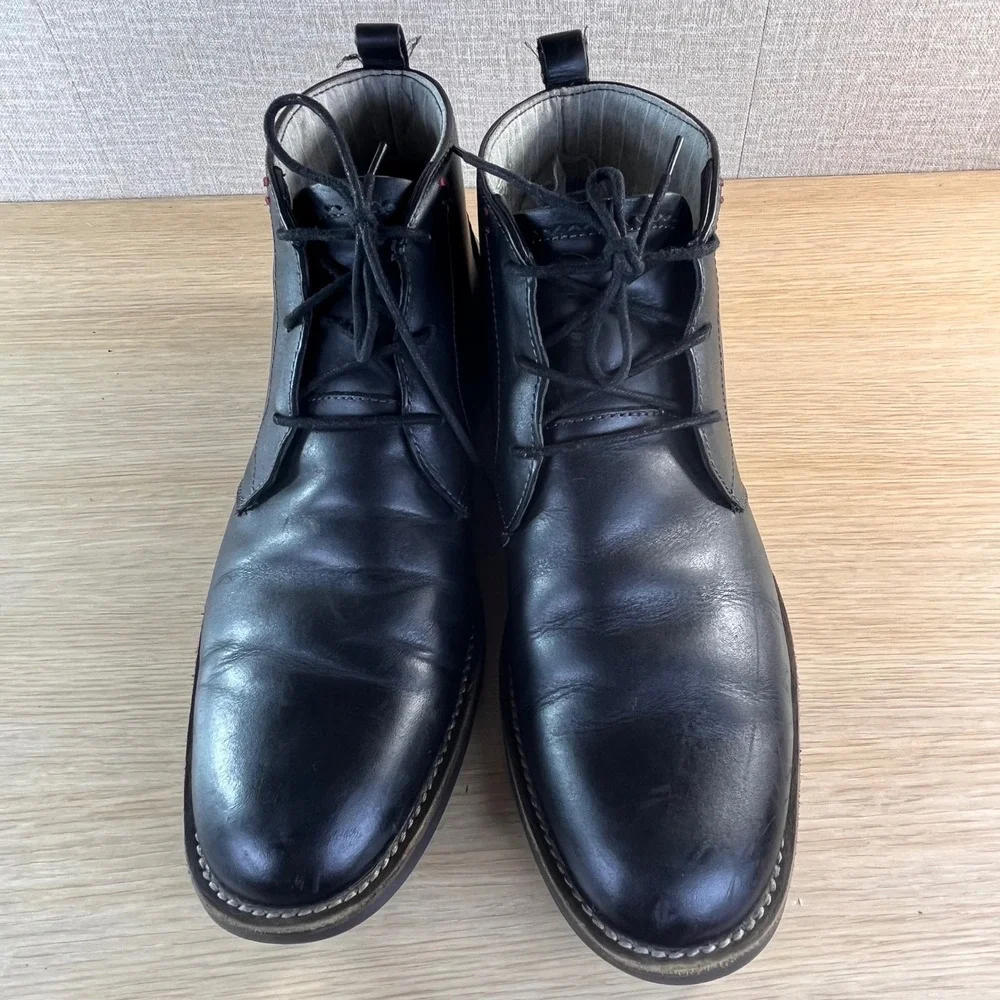 Original Penguin Monty Black Leather Chukka Boots Mens 11 OP100198 Ankle Boots